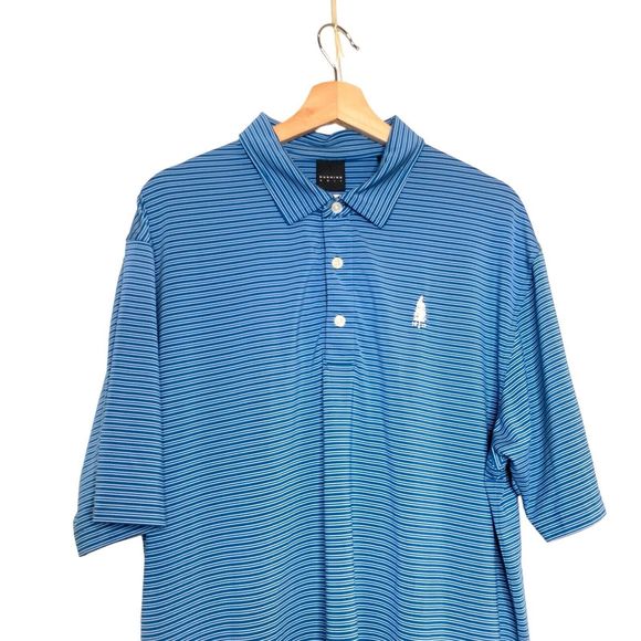 Dunning Golf Polo Shirt Blue / White Striped Men’s Size XL Logo - Picture 3 of 12